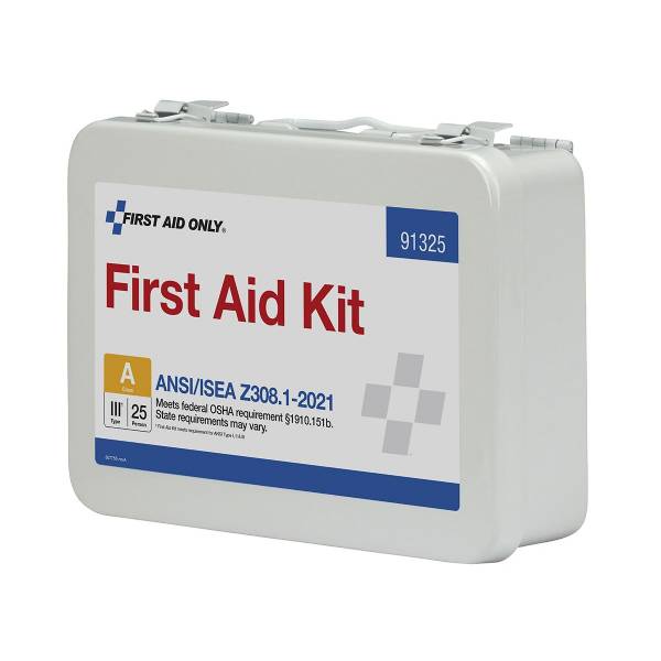 25 Person ANSI 2021 Class A First Aid Kit - Metal case #4